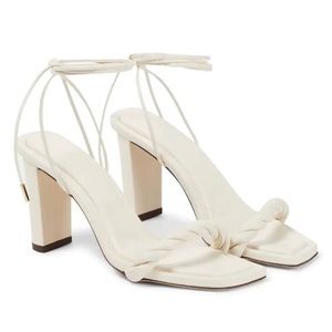 Jimmy Choo Diosa Sandals White Ivory Bridal Wedding Block Heel Size 7 (37)